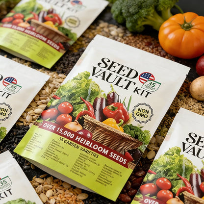 🌱35 Variety Heirloom Seed Vault Kit | 16,000+ Non-GMO Vegetable Seeds