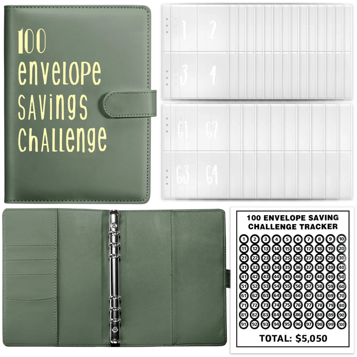 100 Envelopes Money Saving Challenge A5 Binder Pink