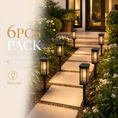 ☀️6-Pack Solar Pathway Lights Outdoor – IP65 Waterproof Warm White Garden Lights
