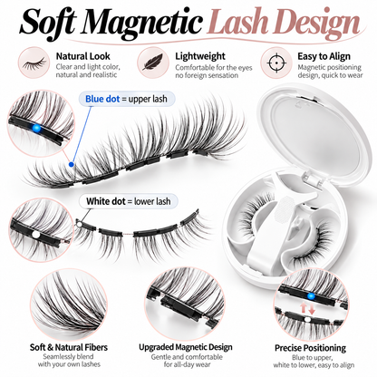 Magnetic False Eyelash Kit Set - Cosmetic, Glue-Free, Waterproof, Humidity Resistant, Lengthening Natural Look
