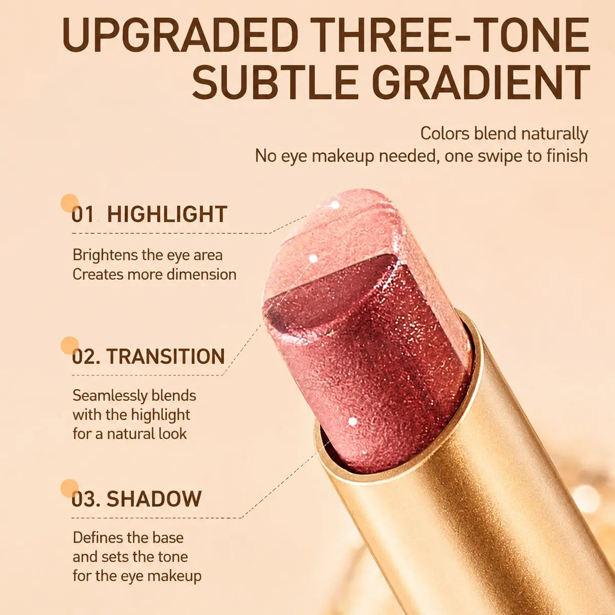 💄HOT SALE 💥 3-in-1 Gradient Eyeshadow Stick – One-Swipe, Waterproof, Curved Nib ✨