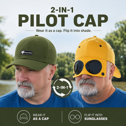 🧢Steampunk Aviator Baseball Cap with Flip-Up Goggles