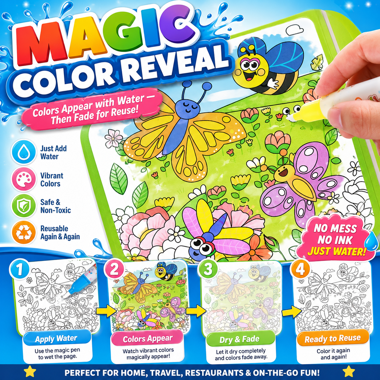 Reusable Water Painting Books for Kids