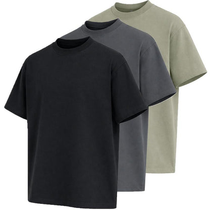 Men's Multi-Pack Heavyweight 100% Cotton Drop Shoulder Fashion Tees in Various Sizes and Colors
