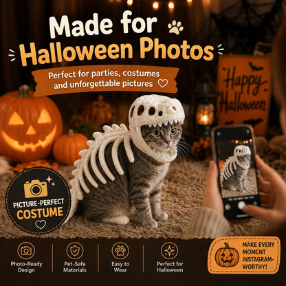 🦖 Glow-in-the-Dark Dinosaur Skeleton Pet Costume