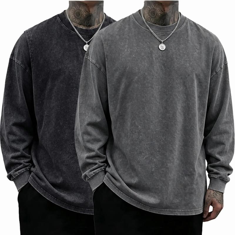 Men's Oversized Washed Distressed Cotton Crewneck Sweatshirt
