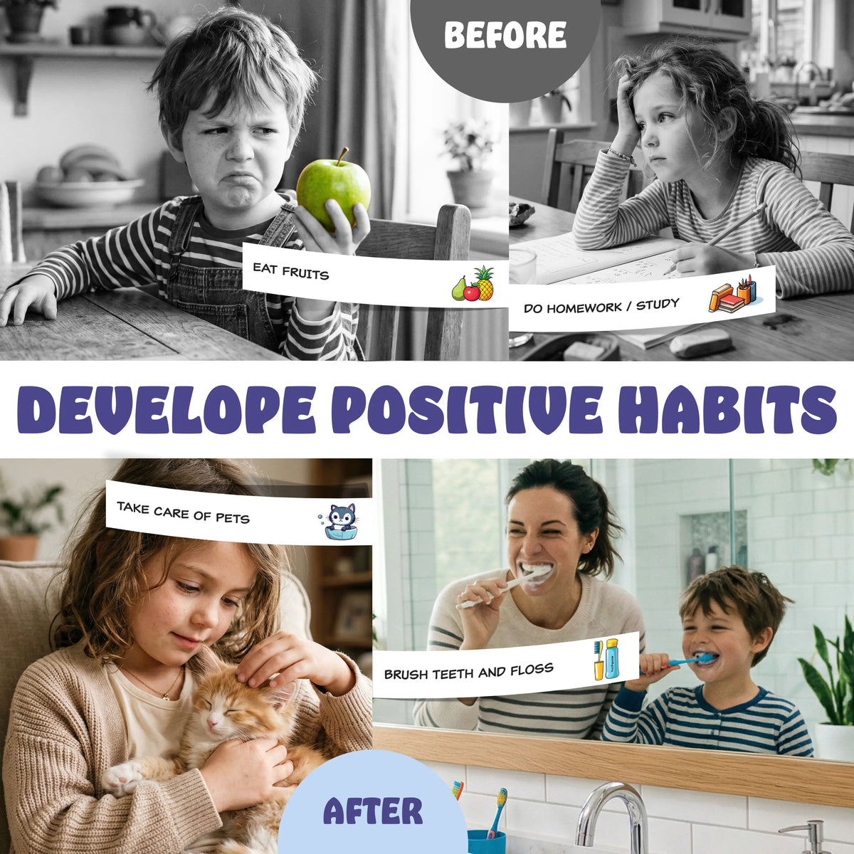 Daily Routine Chart for Kids - Back to School Chores & Visual Schedule