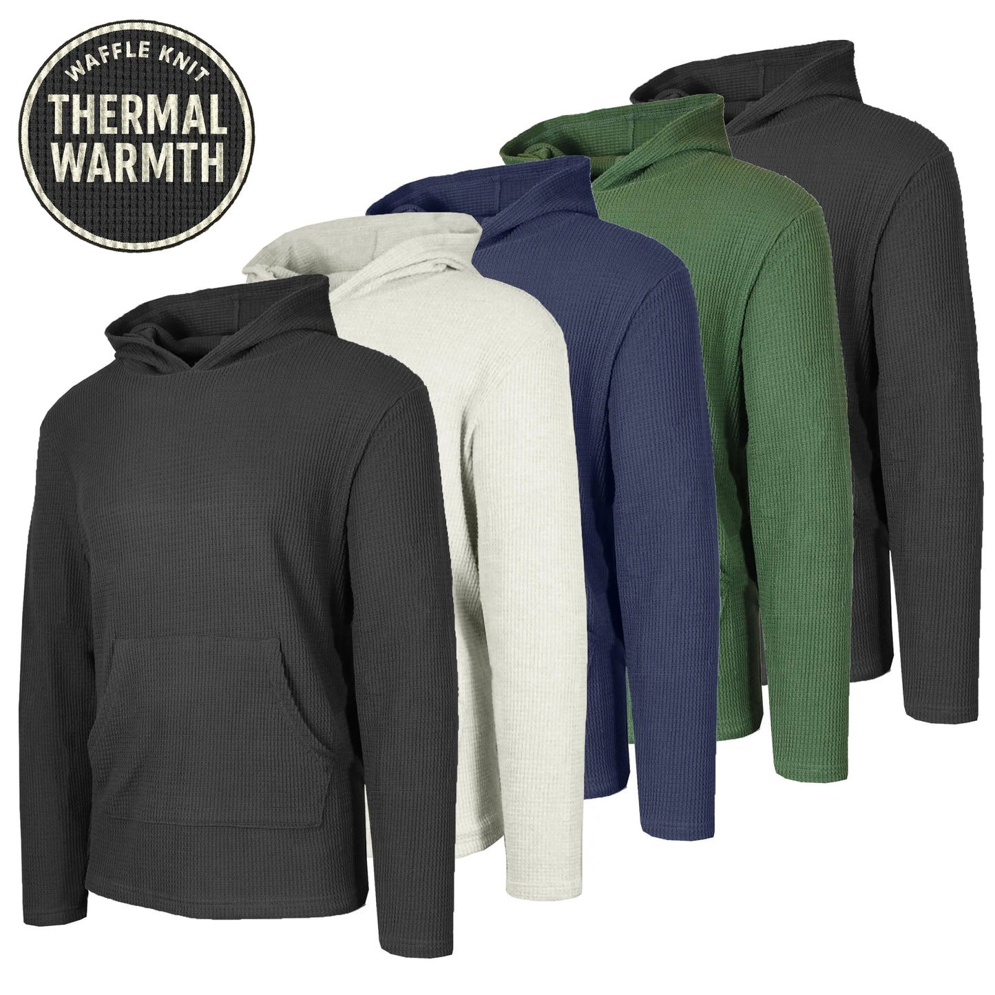 Men's Multi Pack Waffle Knit Pullover Hoodie