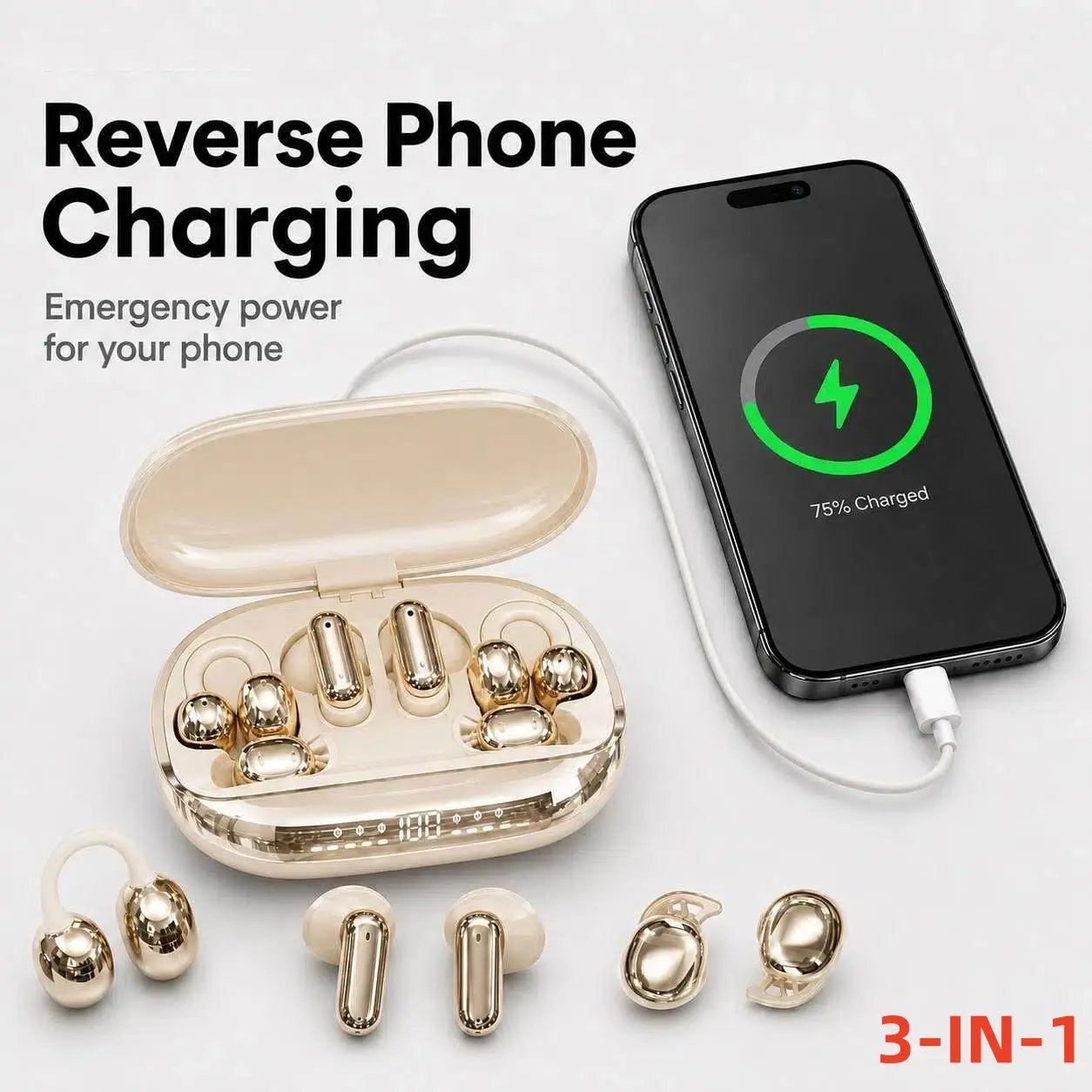 GT600S 4-Earbud Bluetooth Set with Power Bank Case