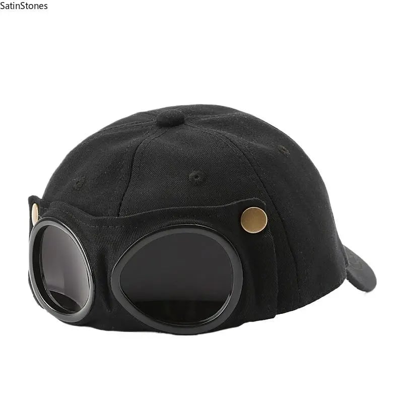 🧢Steampunk Aviator Baseball Cap with Flip-Up Goggles