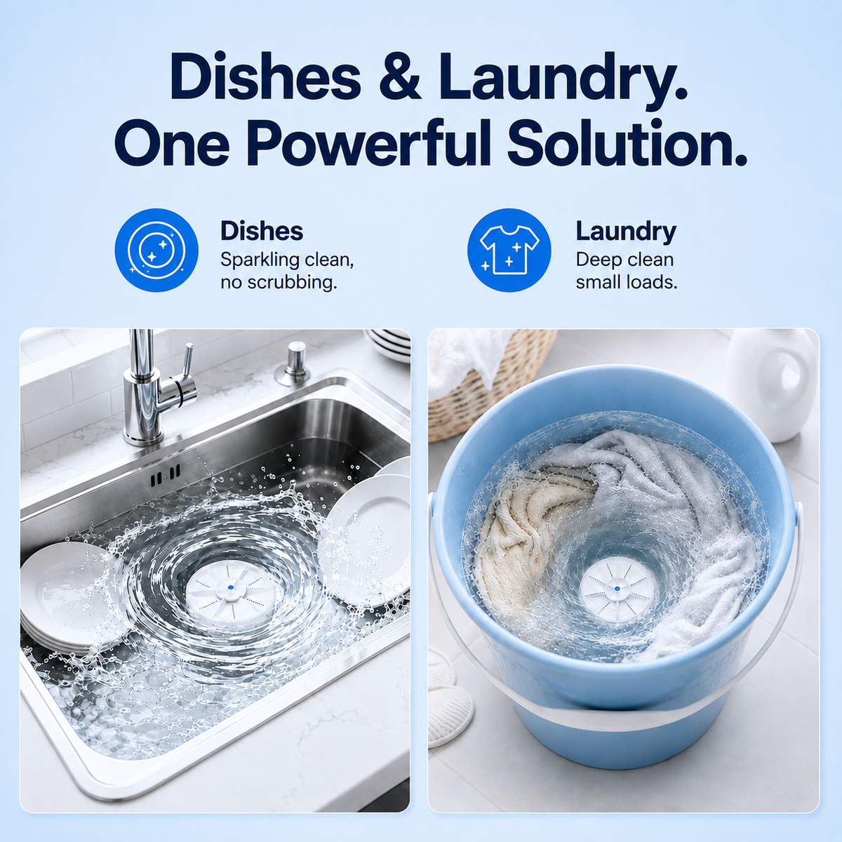 💦Portable Ultrasonic Washer for Dishes & Laundry
