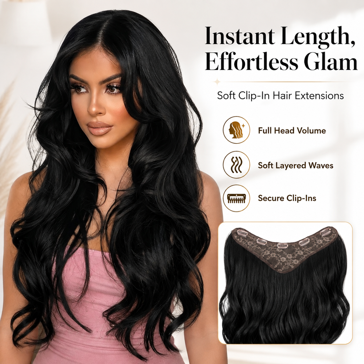 Clip in Hair Extensions Synthetic Hair Extensions Long Layered Wavy Hairpieces Soft Clip Ins Full Head Hairpieces for Women