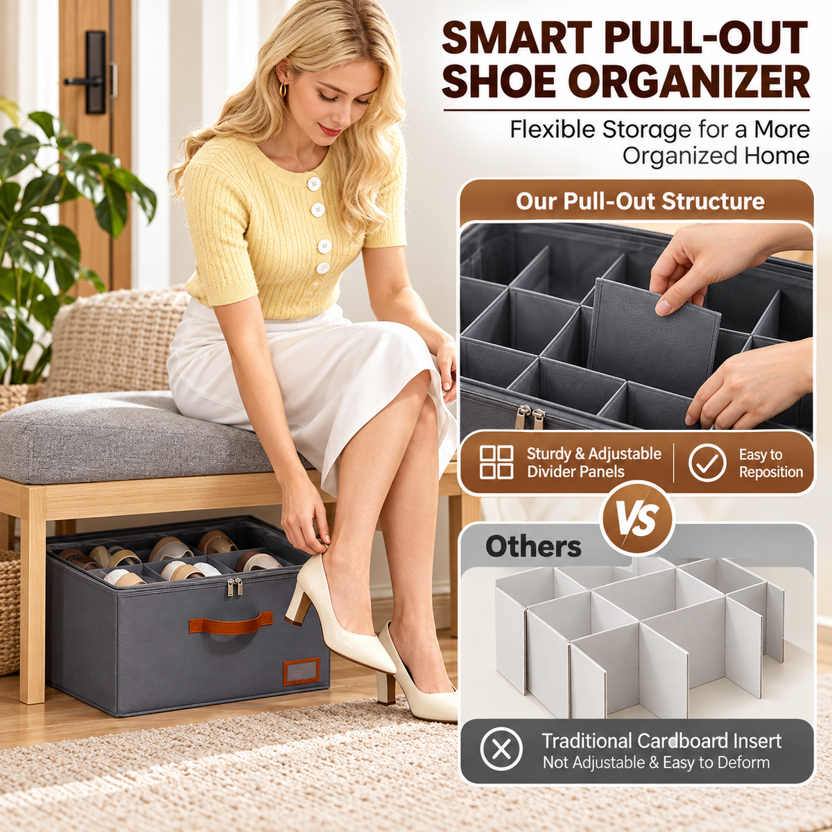 👟Shoe Organizer for Closet, Fabric Shoe Storage Boxes with Clear Cover, Storage, Foldable Space-saving Storage Container Bins🔥