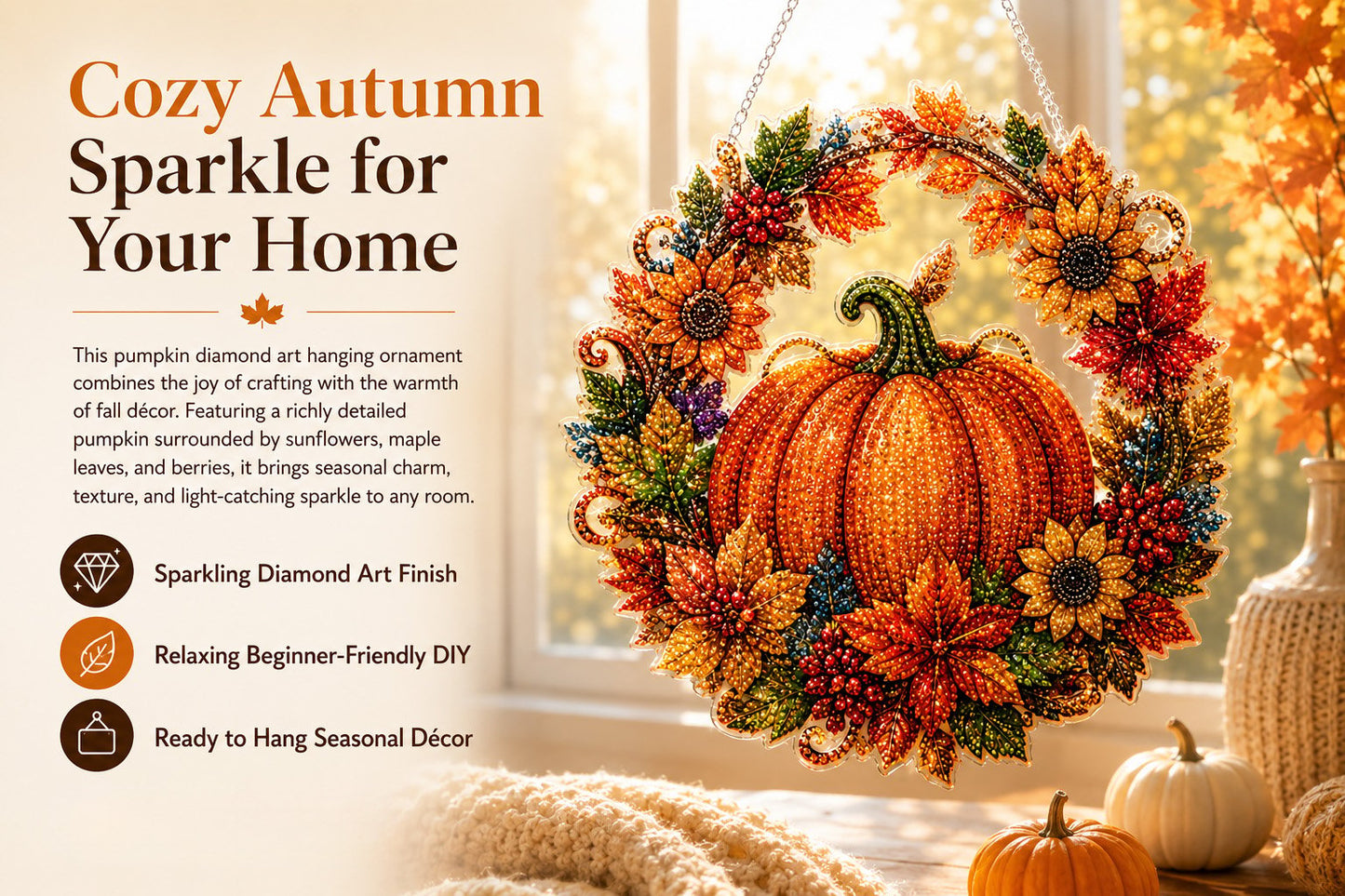✨ Seasonal Diamond Art Hanging Ornament Collection |DIY Holiday Craft Kit
