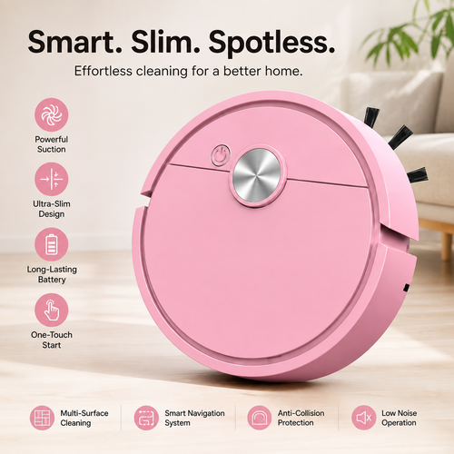 Mini Robot Vacuum Cleaner for Car & Desktop, Rechargeable Smart Automatic Vacuum Robot, Low Noise Portable Cleaner for Dust, Crumbs & Pet Hair