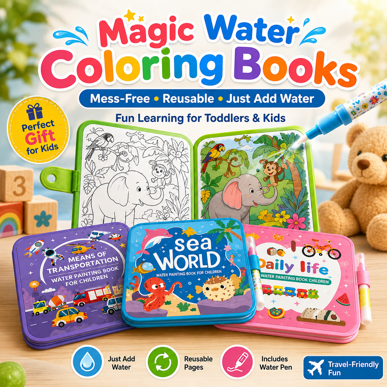 Reusable Water Painting Books for Kids