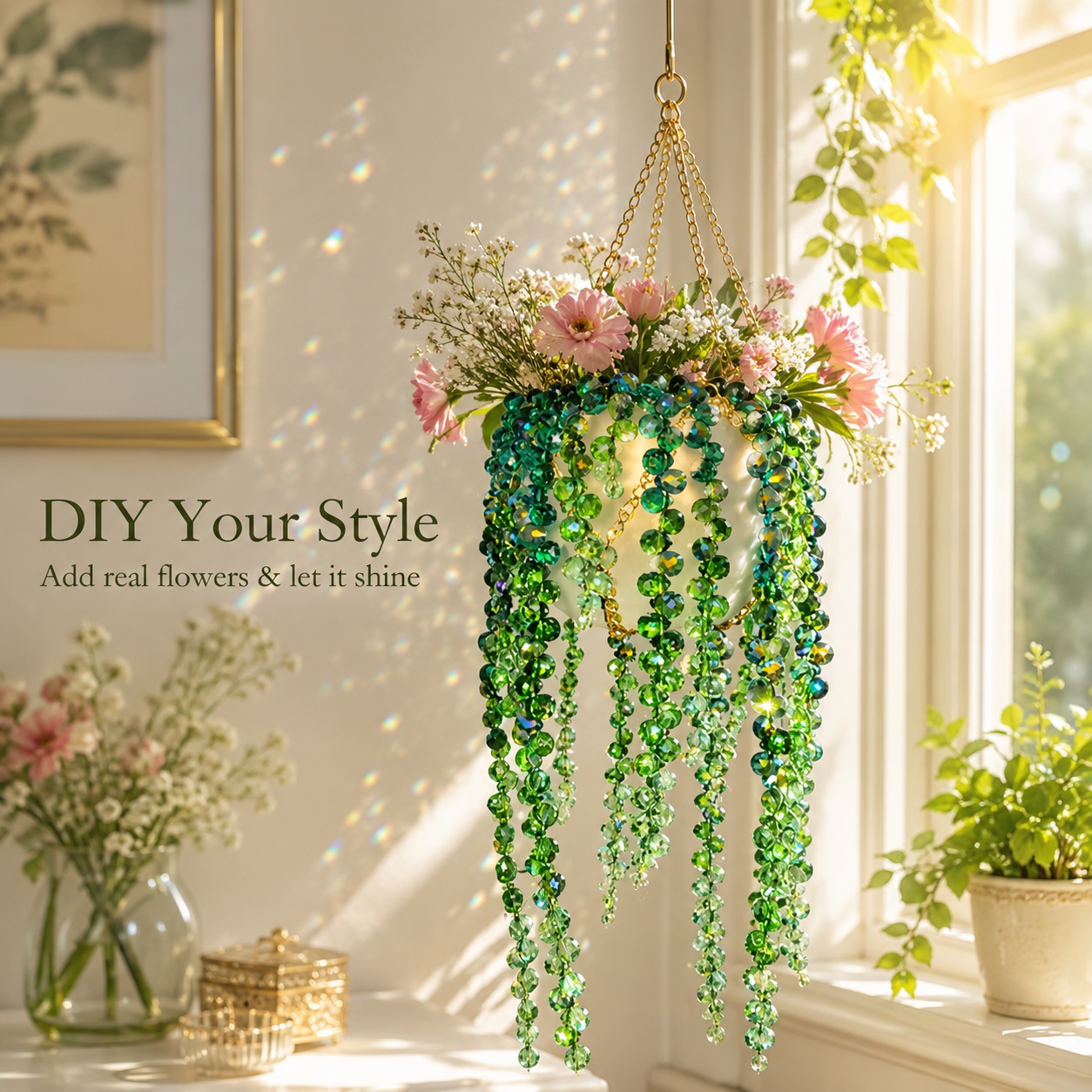 Creative Crystal Bead Necklace for Car Rearview Mirror