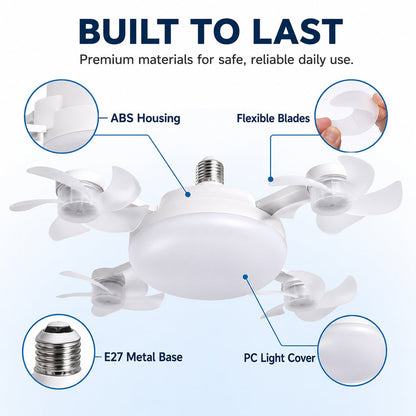2-in-1 Screw-In Ceiling Fan Light – Remote Controlled LED Socket Fan