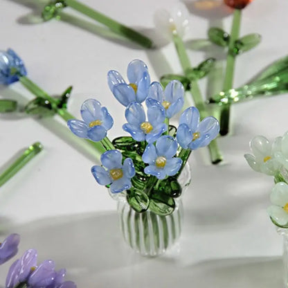 🌹Handcrafted Mini Glass Flower Set with Vase