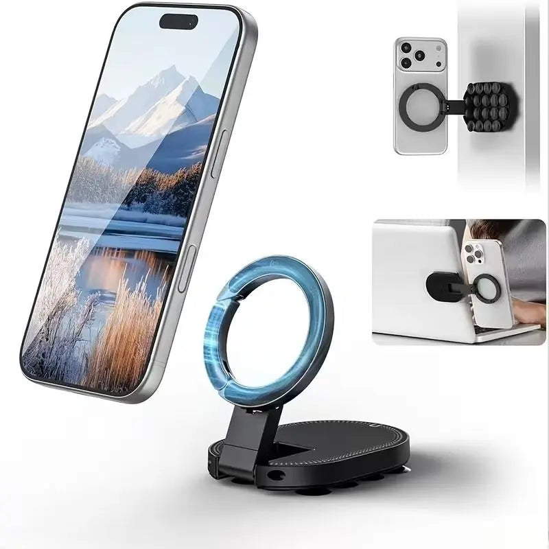 QY76 MagLock Magnetic Phone Mount - Versatile Desktop & Car Holder