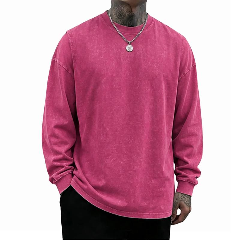 Men's Oversized Washed Distressed Cotton Crewneck Sweatshirt