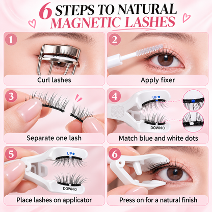 Magnetic False Eyelash Kit Set - Cosmetic, Glue-Free, Waterproof, Humidity Resistant, Lengthening Natural Look