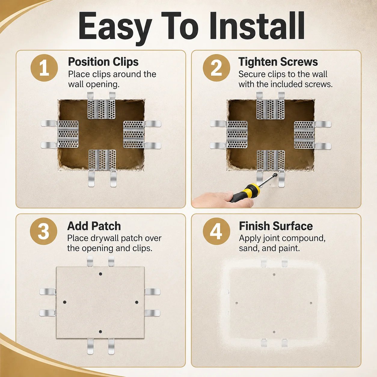 ✨Plasterboard repair clip set for household ceiling hole patching tools