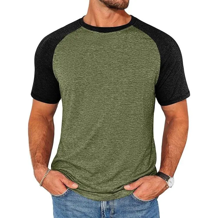 Men's Color Block Raglan T-Shirt Casual Slim Fit