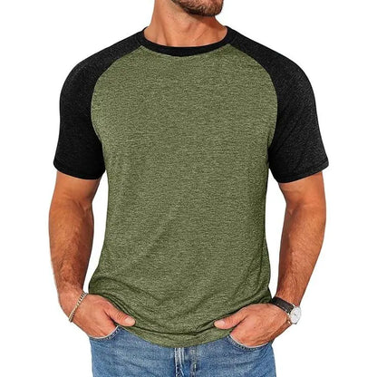 Men's Color Block Raglan T-Shirt Casual Slim Fit