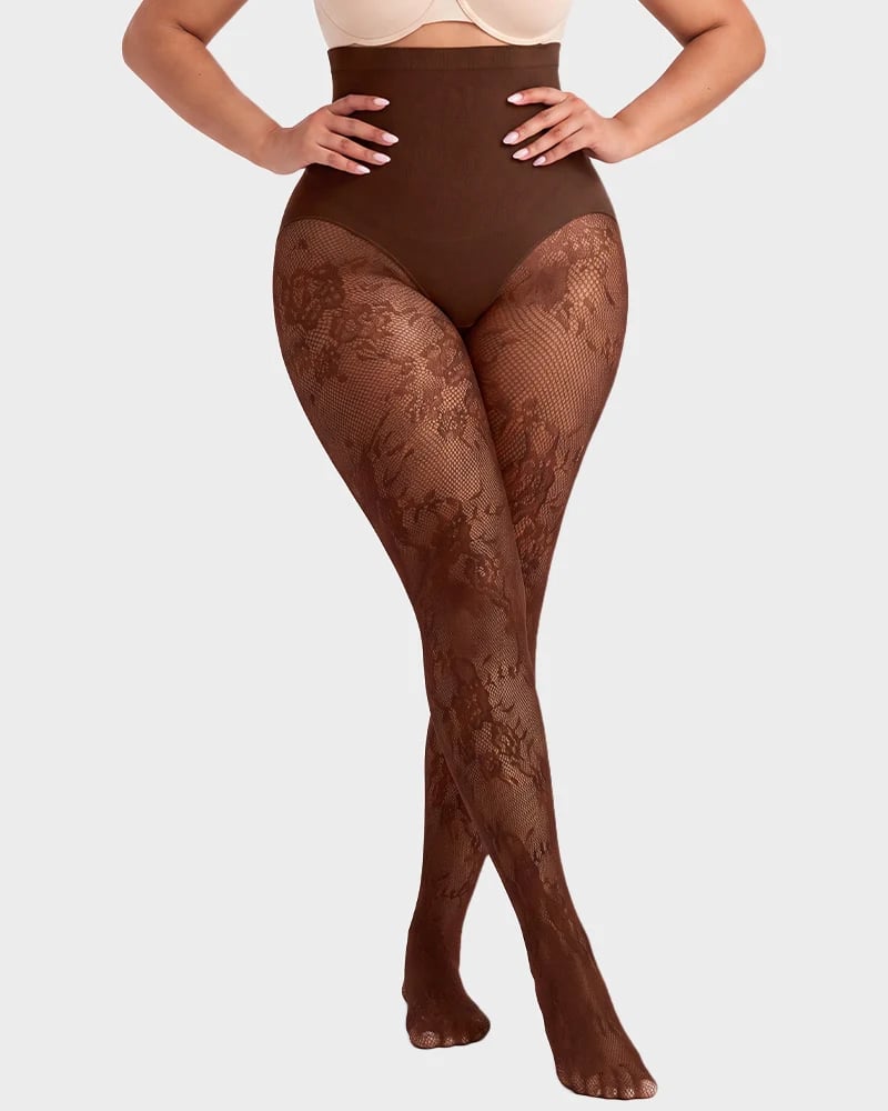 🔥 High-Waisted Floral Lace Shaping Tights