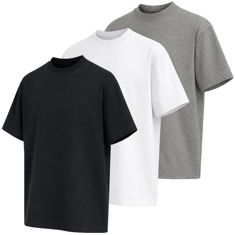 Men's Multi-Pack Heavyweight 100% Cotton Drop Shoulder Fashion Tees in Various Sizes and Colors