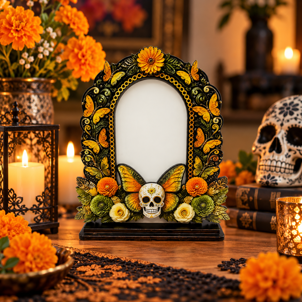 Day of the Dead Memorial Photo Frame Set – 6 Colorful Wooden Ofrenda Frames
