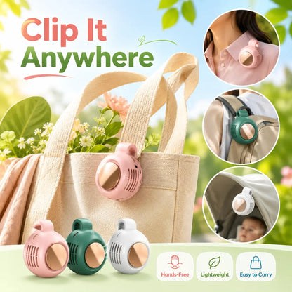 🏕️ Summer Outing Essential – Bladeless Clip Fan for Stroller, Desk, Waist & Phone