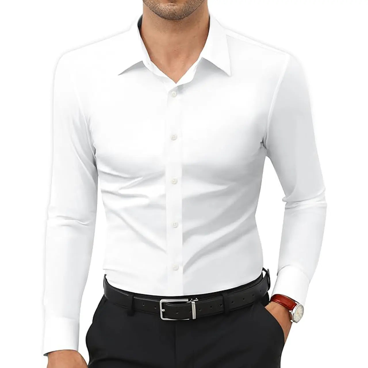 Men's Stretchy Dress Shirt - Quick-Drying & Anti-Wrinkle