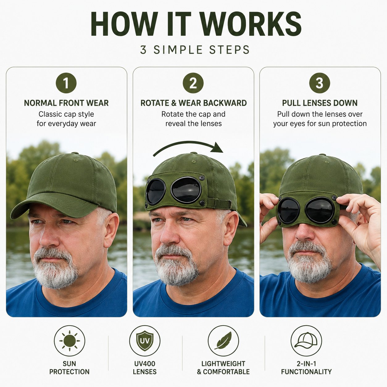 🧢Steampunk Aviator Baseball Cap with Flip-Up Goggles