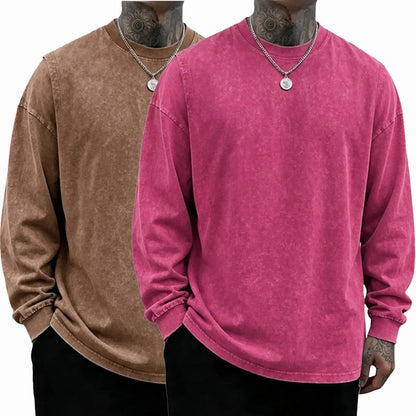 Men's Oversized Washed Distressed Cotton Crewneck Sweatshirt