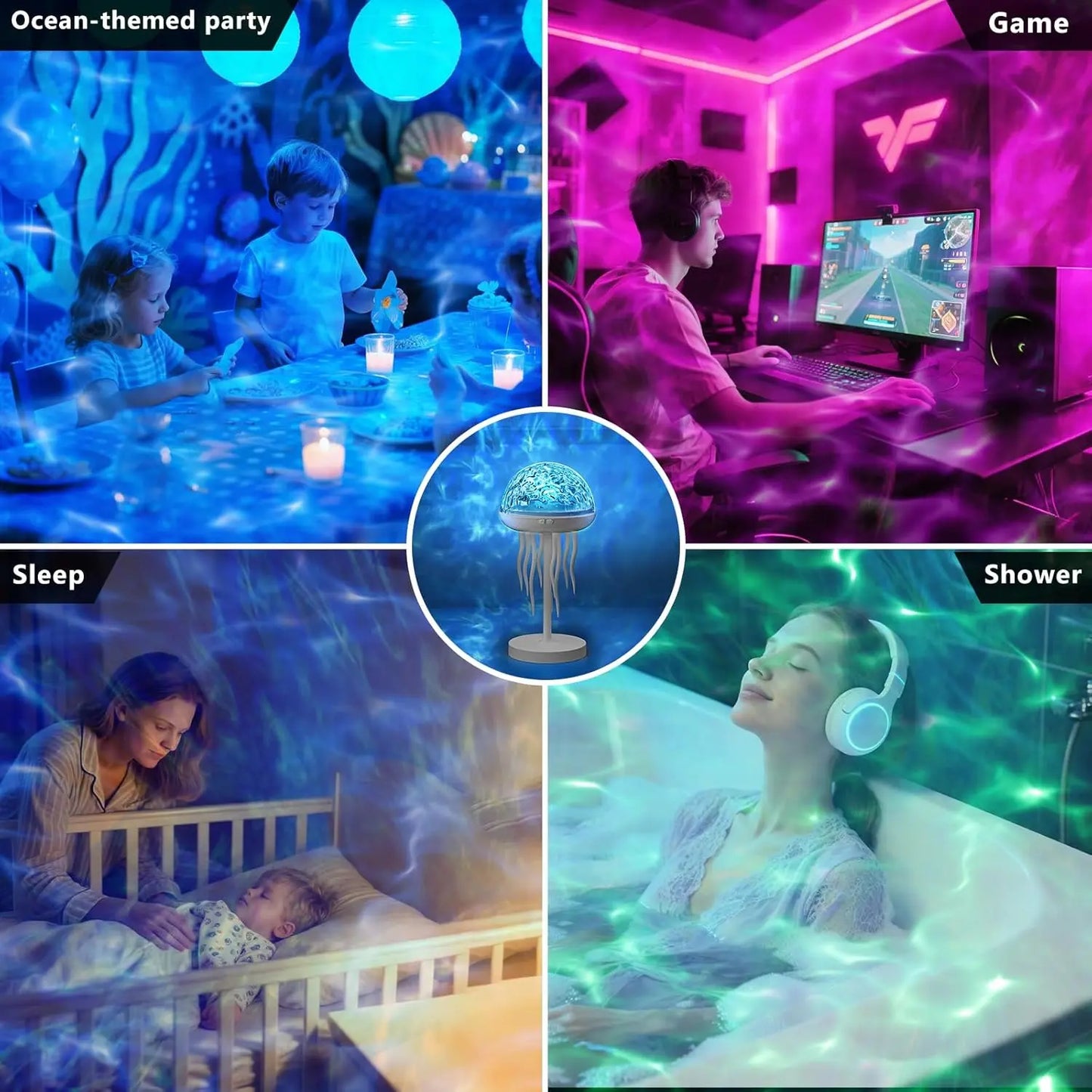 💡Jellyfish Lamps Projector RGB Night Lights - 7 Color Portable Bright Table Desk Lamp
