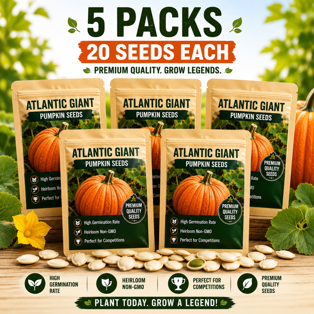 ⏰Limited Stock 49% OFF🎃Grow Your Own Giant Pumpkins – Atlantic Giant Heirloom Seeds