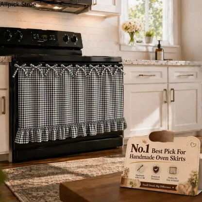Polyester Farmhouse Stove Top Cover - Cooktop Cover with Ruffled Bow 77 * 55cm