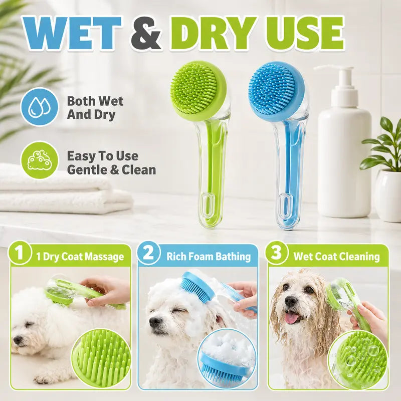 Pet Bath Brush with Shampoo Dispenser