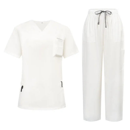 New Arrival Scrubs Sets for Women Medical Scrub Set (Top & Straight Leg Pants)
