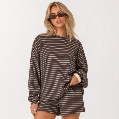 Women's Striped Oversized Lounge Set, Pink