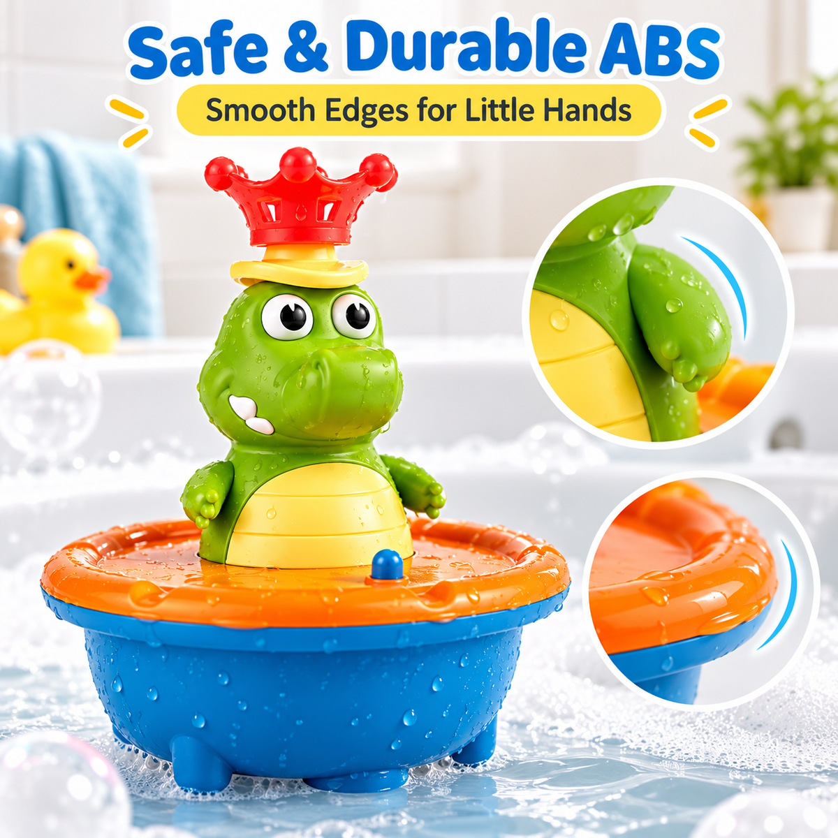 💦 Crocodile Bath Toy for Toddlers, Light Up Fountain with 5 Spray Modes