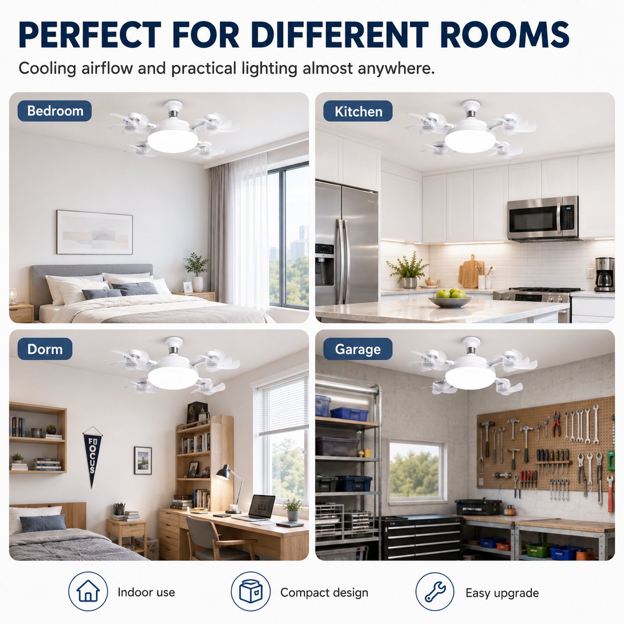 2-in-1 Screw-In Ceiling Fan Light – Remote Controlled LED Socket Fan