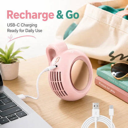 🏕️ Summer Outing Essential – Bladeless Clip Fan for Stroller, Desk, Waist & Phone