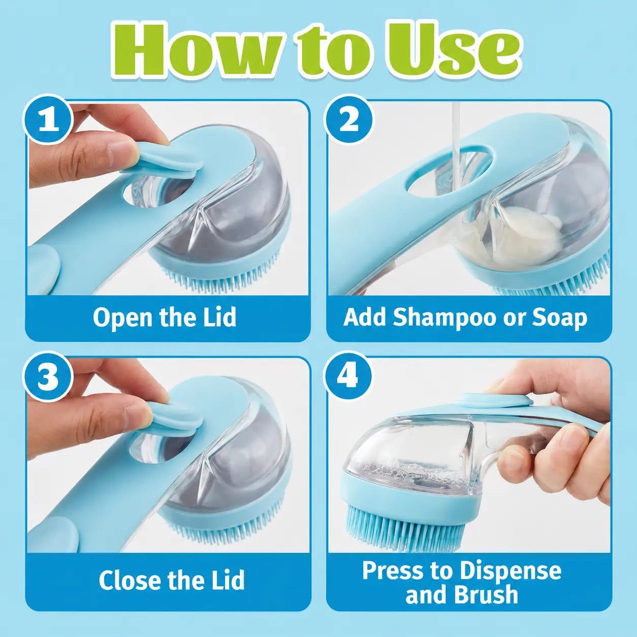 Pet Bath Brush with Shampoo Dispenser
