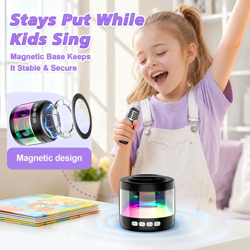 K22 Mini Bluetooth Karaoke Machine with Magnetic Phone Stand for Kids & Adults