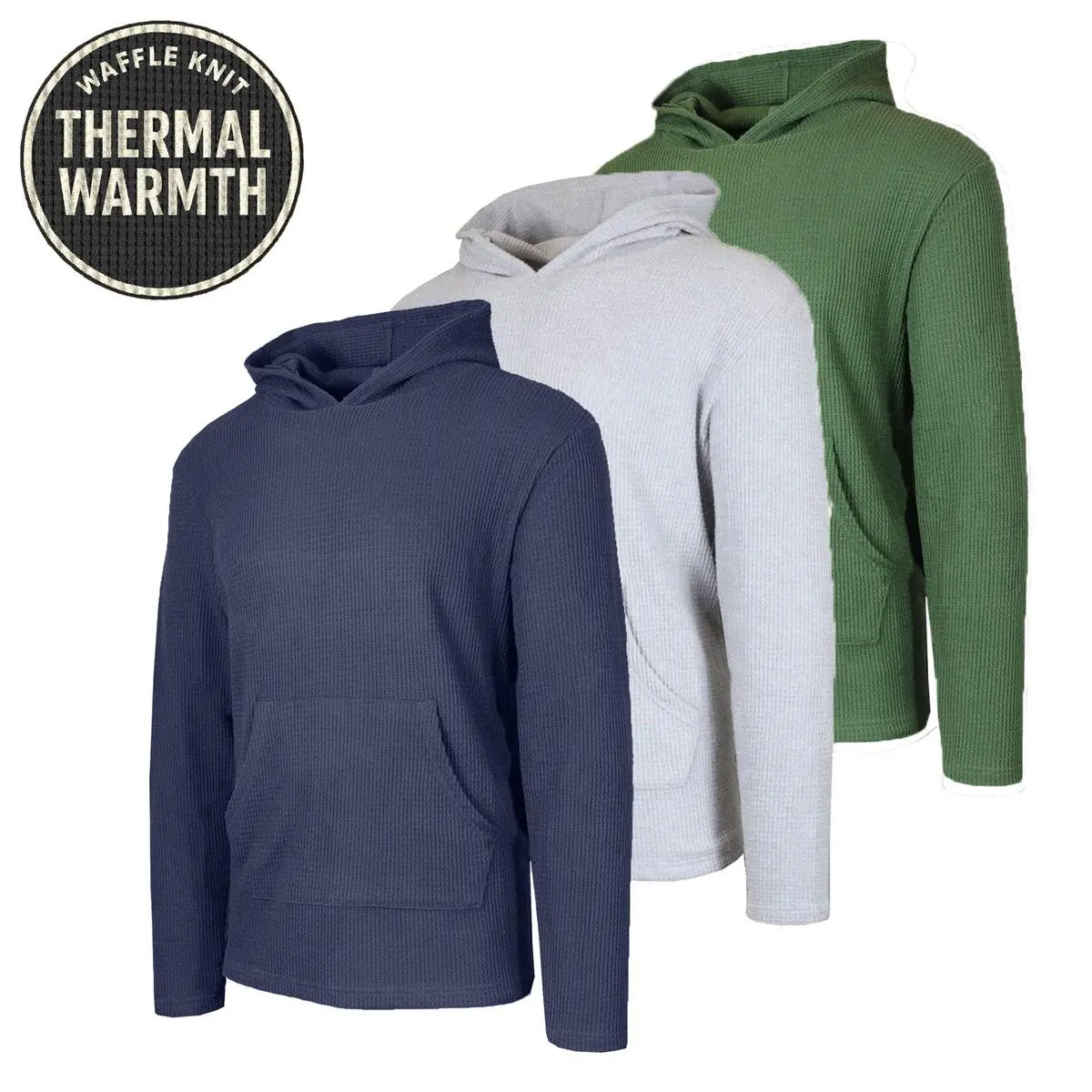 Men's Multi Pack Waffle Knit Pullover Hoodie