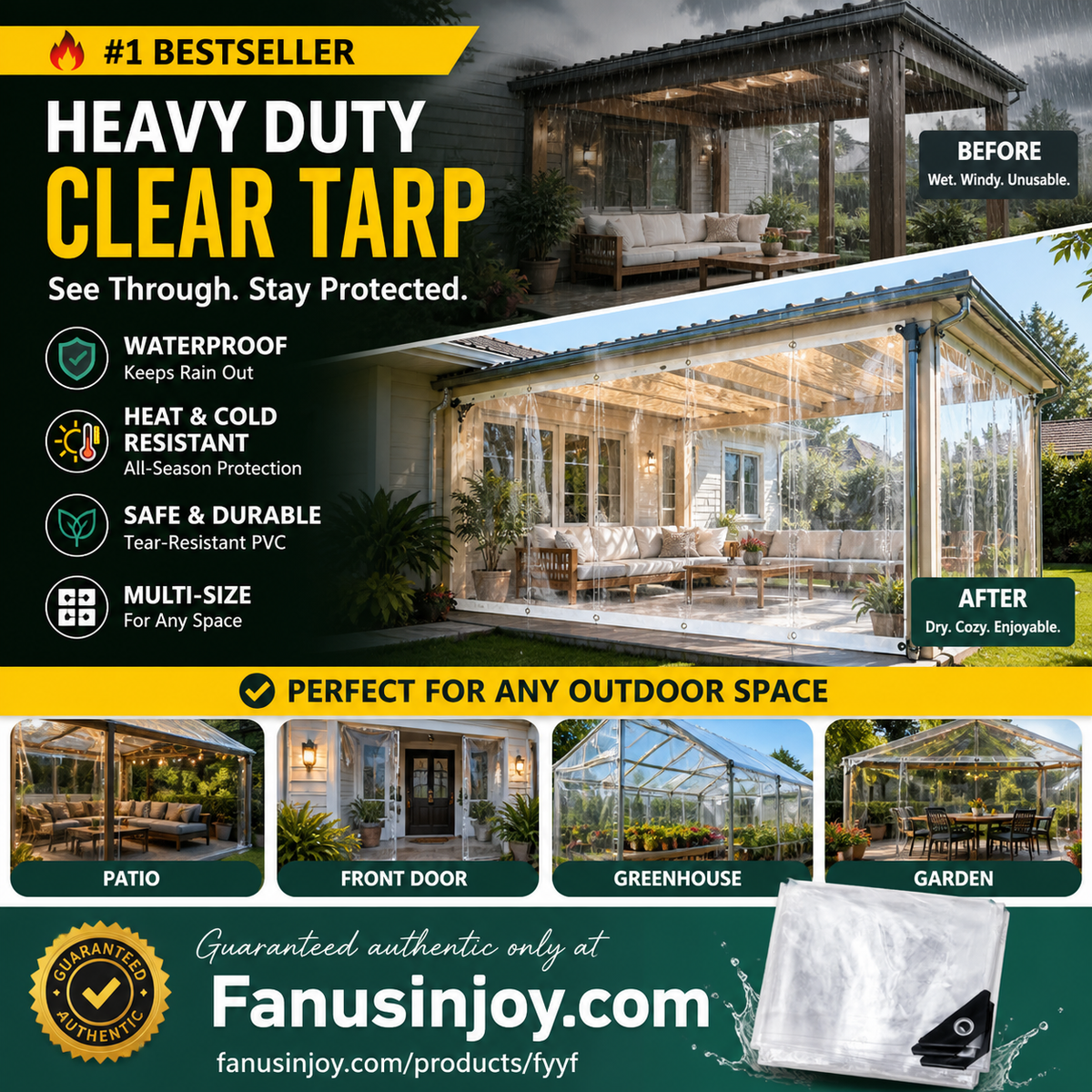 Heavy-Duty Clear Tarp – Outdoor Coverage Without Blocking the Light