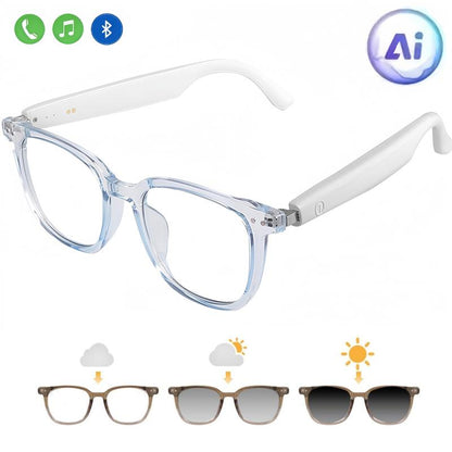 Smart Photochromic Bluetooth Audio Glasses with Anti-Blue Light Lenses